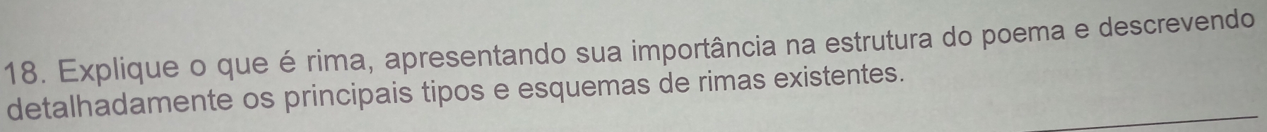 Resolvido:Explique o que é rima, apresentando sua importância na ...