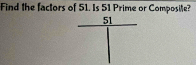 Find the factors of 51. Is 51 Prime or Composite?