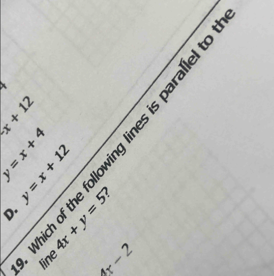 x
x+12
y=x+4
y=x+12 1 
D.  x|y=5
line
(y-2)