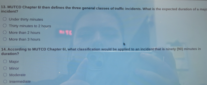 Solved: MUTCD Chapter 6I then defines the three general classes of ...