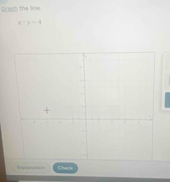 Graph the line.
x-y=4
Explanation Check