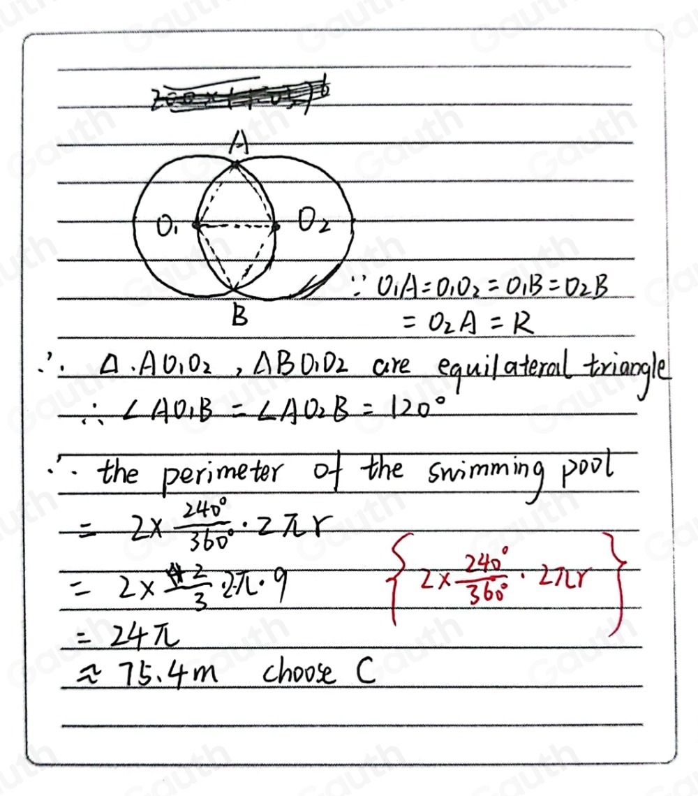 Solved: A swimming pool is constructed in the shape of two partially ...