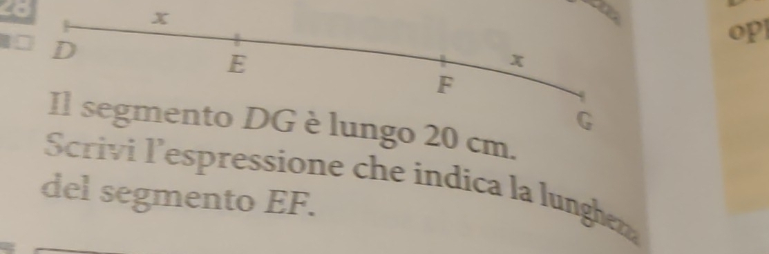 opl
cm. 
Scrivi lespressione che indica la lunghen 
del segmento EF.