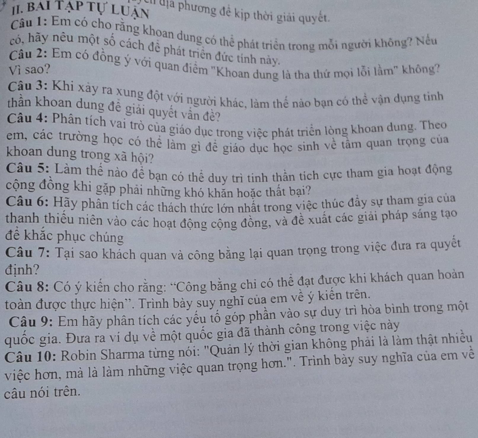 Gii quyt:bai tp t lun L u d a phng  kp thi gii quyt Cu 1: Em  c cho rng khoan dung c