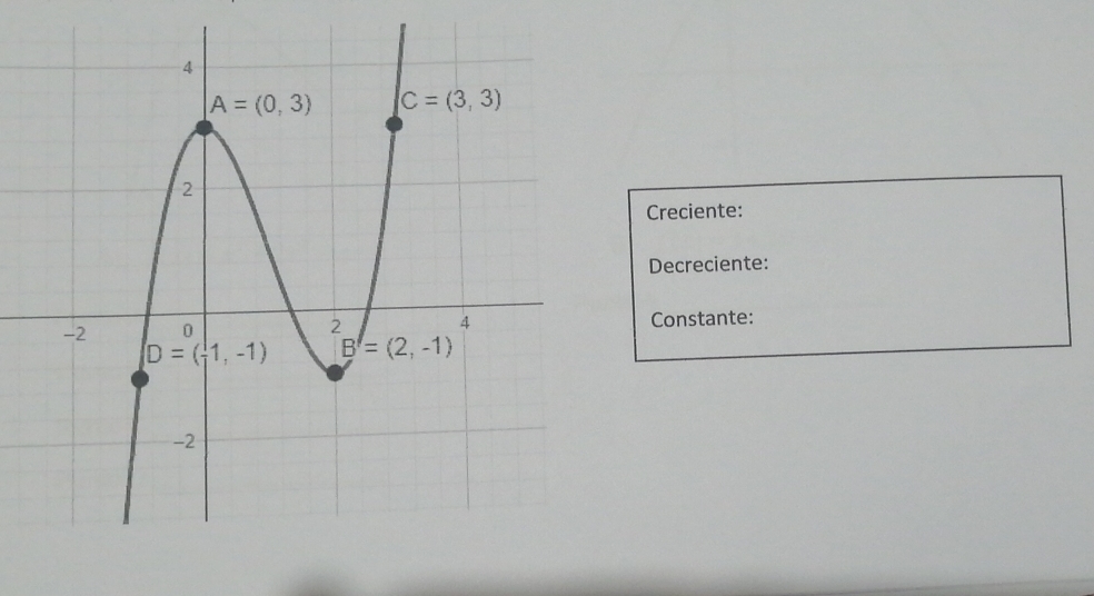 Creciente:
Decreciente:
Constante: