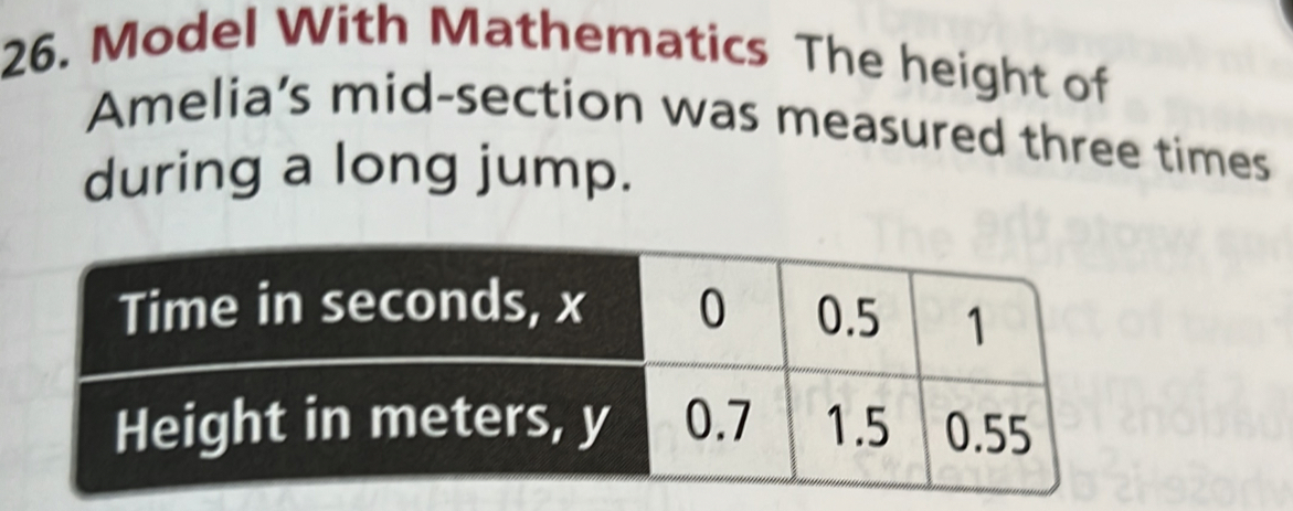 Model With Mathematics The height of Amelia’s mid-section was measured ...