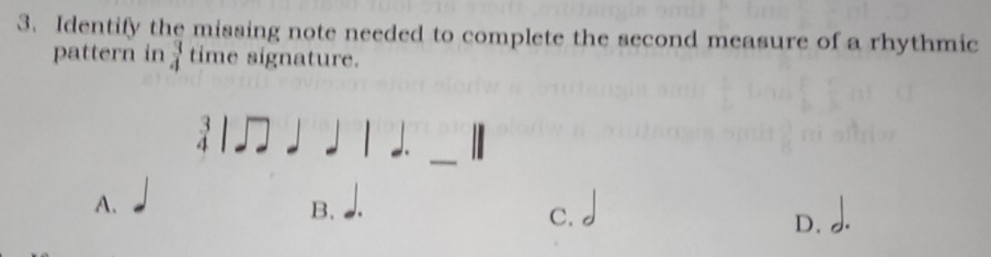 Solved: Identify the missing note needed to complete the second measure ...