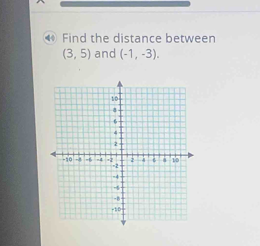 Find the distance between
(3,5) and (-1,-3).