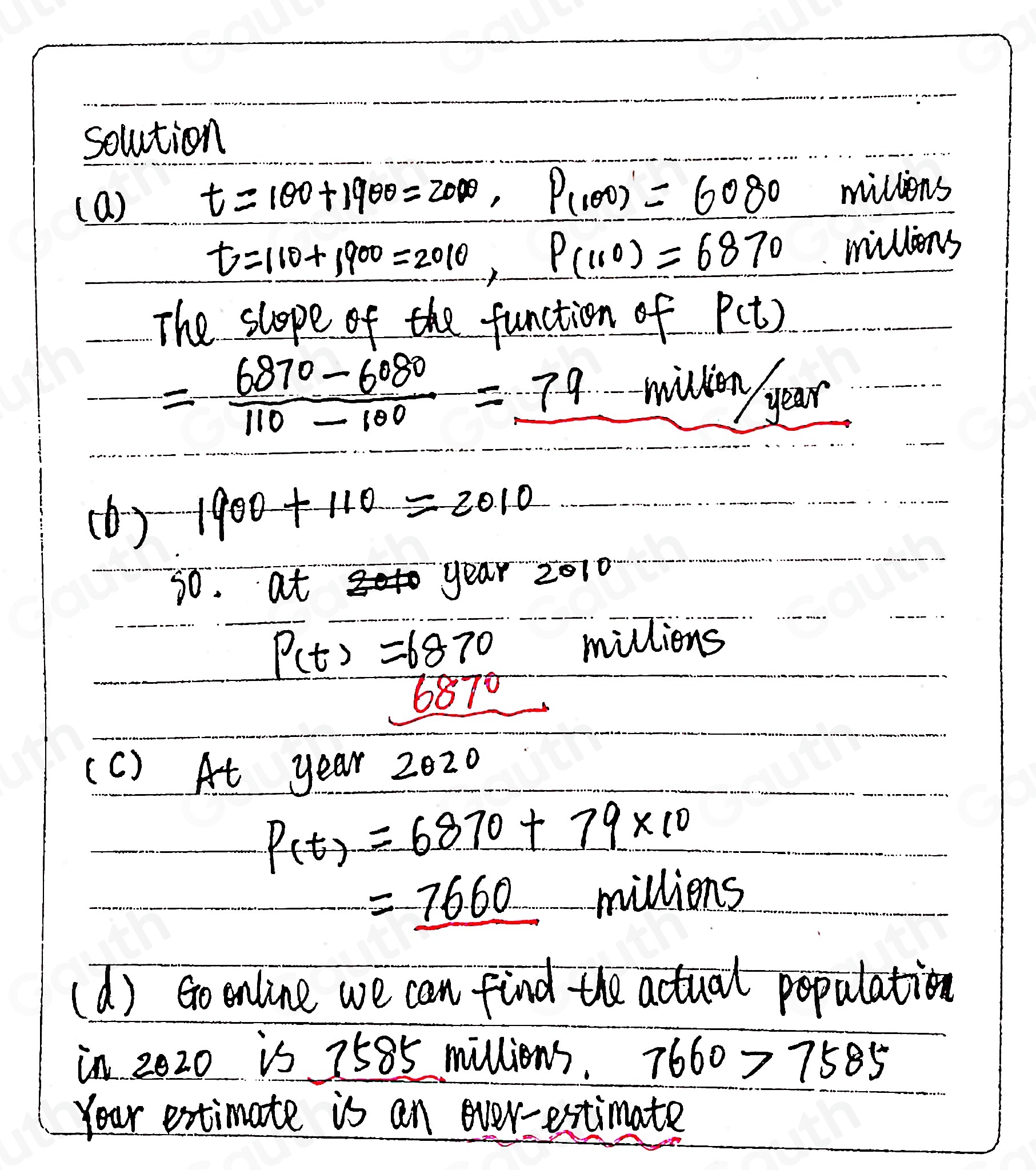 Solved: Linear Extrapolation. The Table in 82.7:# 27 , shows the world ...