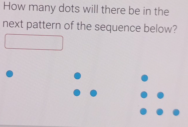 How many dots will there be in the 
next pattern of the sequence below?