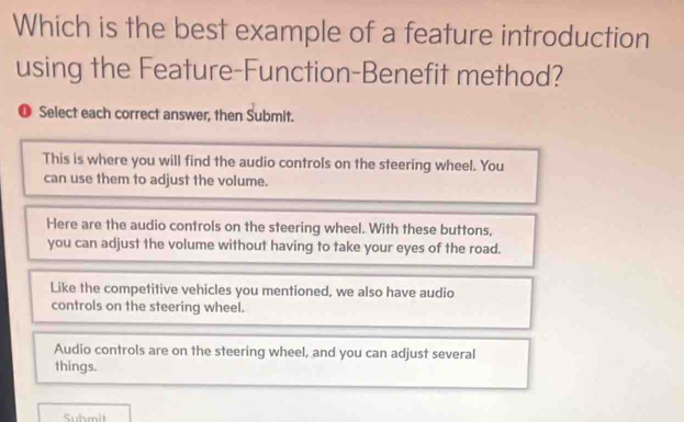 Solved: Which is the best example of a feature introduction using the ...
