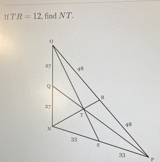 If TR=12 , find NT.