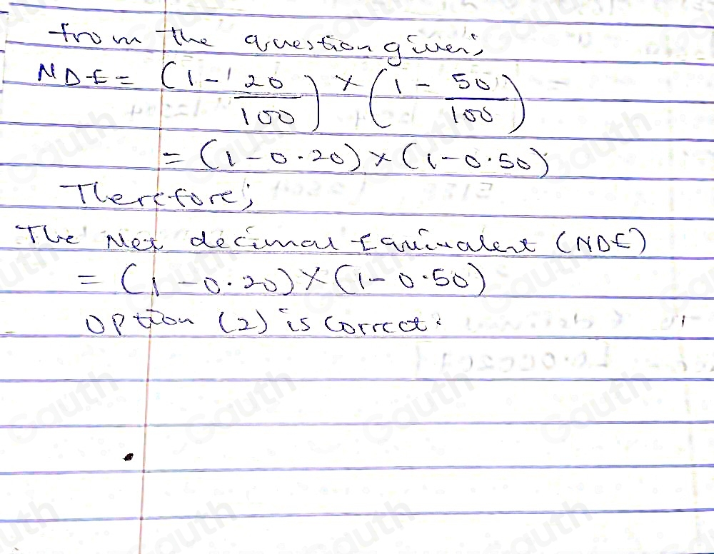 Solved: What is the correct equation to calculate the net decimal ...