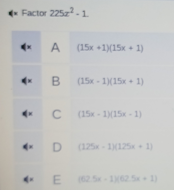 Factor 225x^2-1.