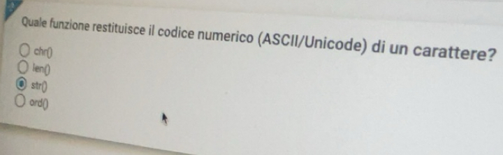Risolto:Quale funzione restituisce il codice numerico (ASCII/Unicode ...