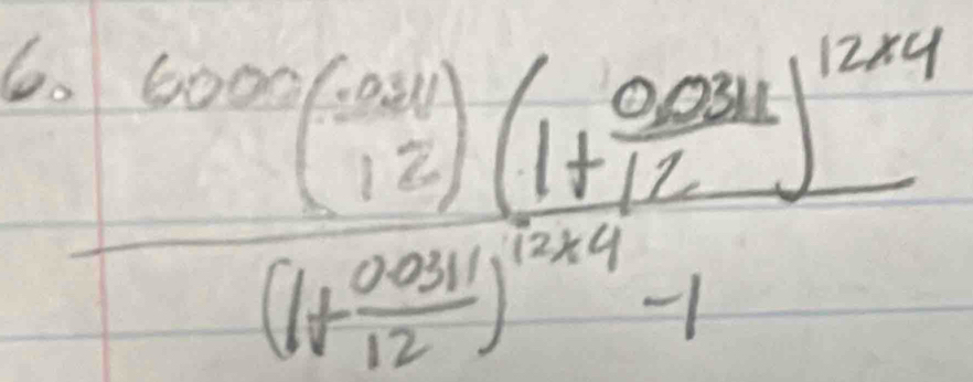 Co frac .6000( (0.004)/2 )(1+ (0.004)/12 )^1244(1+ (0.0042)/12 )^124-1