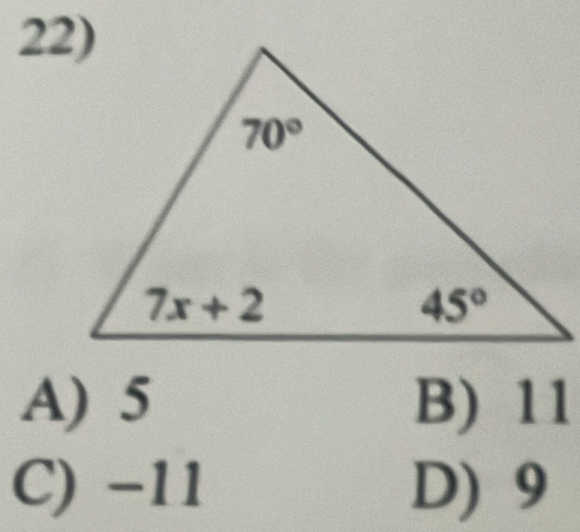 A) 5 B) 11
C) −11 D) 9