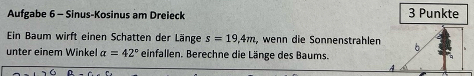 Gelöst:Aufgabe 6 - Sinus-Kosinus am Dreieck 3 Punkte Ein Baum wirft ...