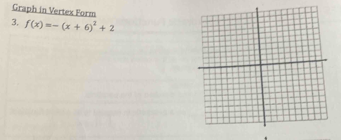 Graph in Vertex Form 
3. f(x)=-(x+6)^2+2