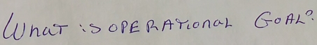 WhaT :S OPERATIonaL GOAL?