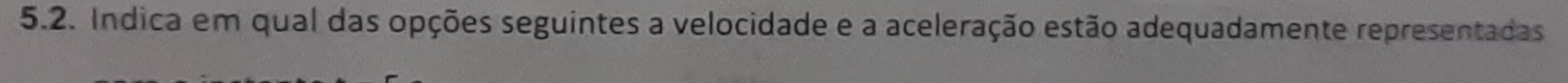 Indica em qual das opções seguintes a velocidade e a aceleração estão adequadamente representadas