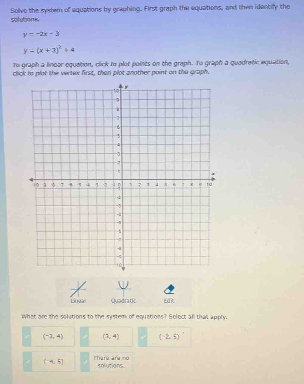 Solved: Solve the system of equations by graphing. First graph the ...