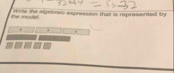 Write the algebraic expression that is represented by 
the model.
x x
Y ν