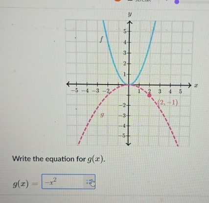 Write the equation for g(x).
g(x)= -x^2