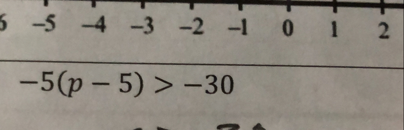 6 -5 -4 -3
-5(p-5)>-30