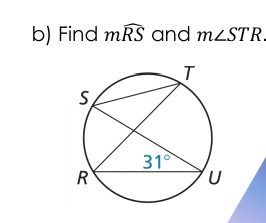 Find mwidehat RS and m∠ STR