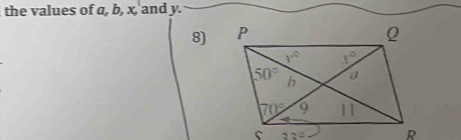 the values of a, b, x, and y.
8)