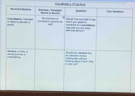 Vocabulary Practice