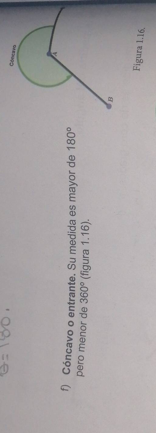 Cóncavo o entrante. Su medida es mayor de 180°
pero menor de 360° (figura 1.16). 
Figura 1.16.