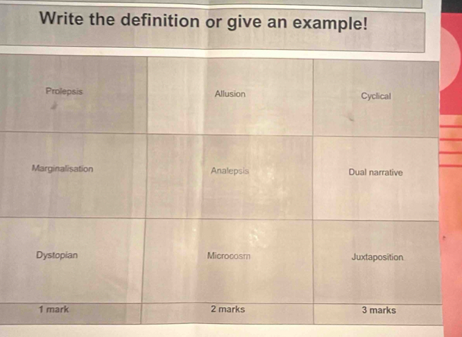 Write the definition or give an example!