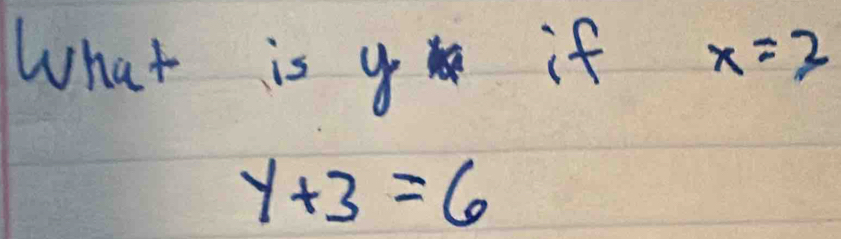 What is y if x=2
y+3=6