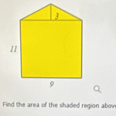 Find the area of the shaded region abov