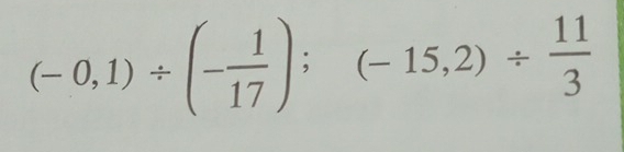 (-0,1)/ (- 1/17 );(-15,2)/  11/3 