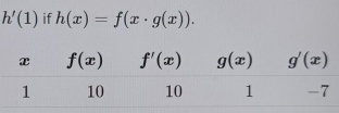 h'(1) if h(x)=f(x· g(x)).