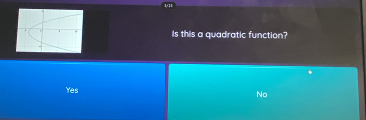 3/23
Is this a quadratic function?
Yes
No