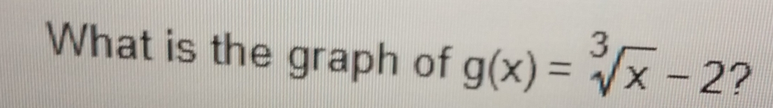 What is the graph of g(x)=sqrt[3](x)-2 ?