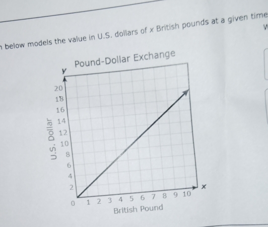 a below models the value in U.S. dollars of x British pounds at a given time 
Pound-Dollar Exchange