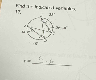 Find the indicated variables.
17.
_
x=