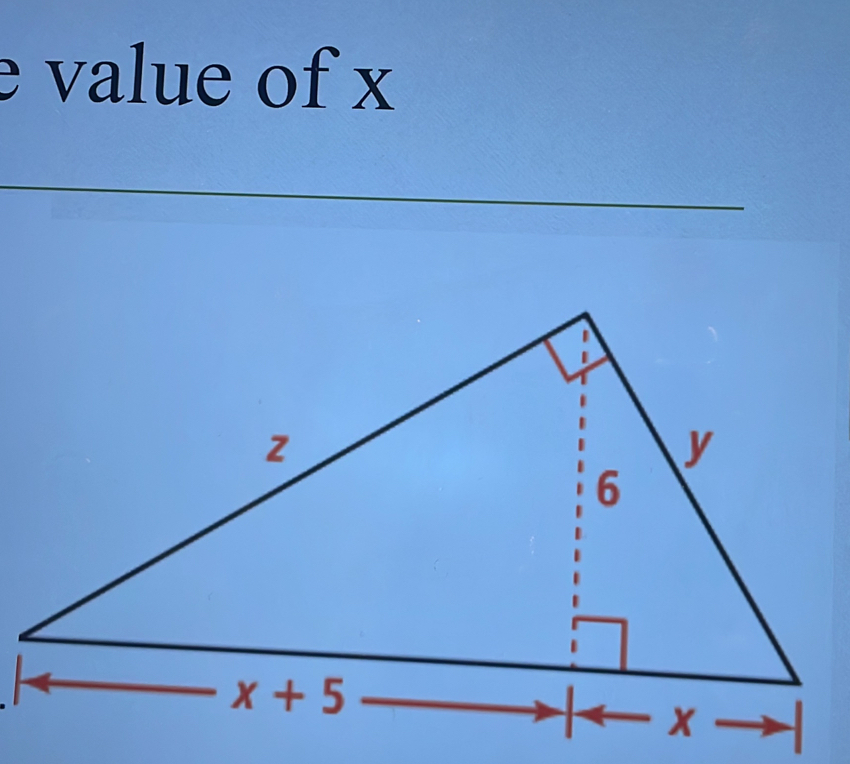 value of x