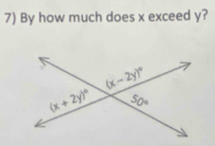 By how much does x exceed y?