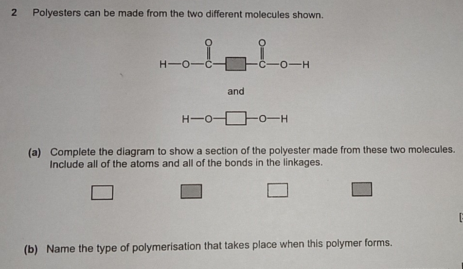 Solved: Polyesters can be made from the two different molecules shown ...