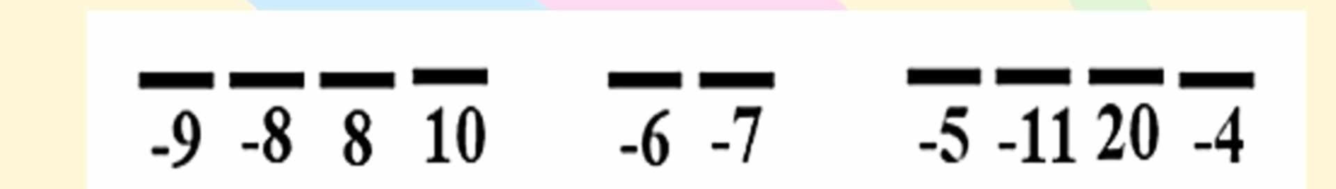 -9 -8 8 10 -6 -7 -5 -11. 20 -4