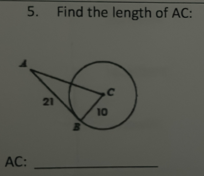 Find the length of AC :
AC :_