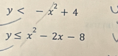 y
y≤ x^2-2x-8