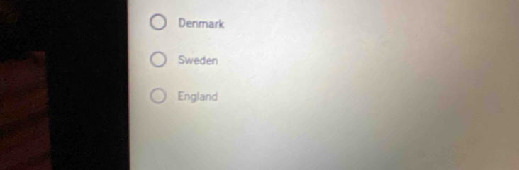 Denmark
Sweden
England