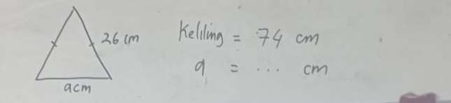 Keliding =74cm
9=·s cm